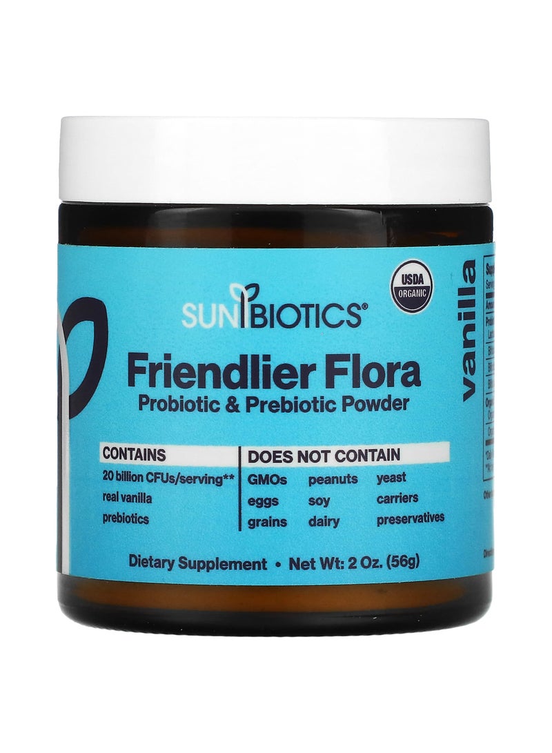 Friendlier Flora Probiotic & Prebiotic Powder, Vanilla, 2 oz (56 g)